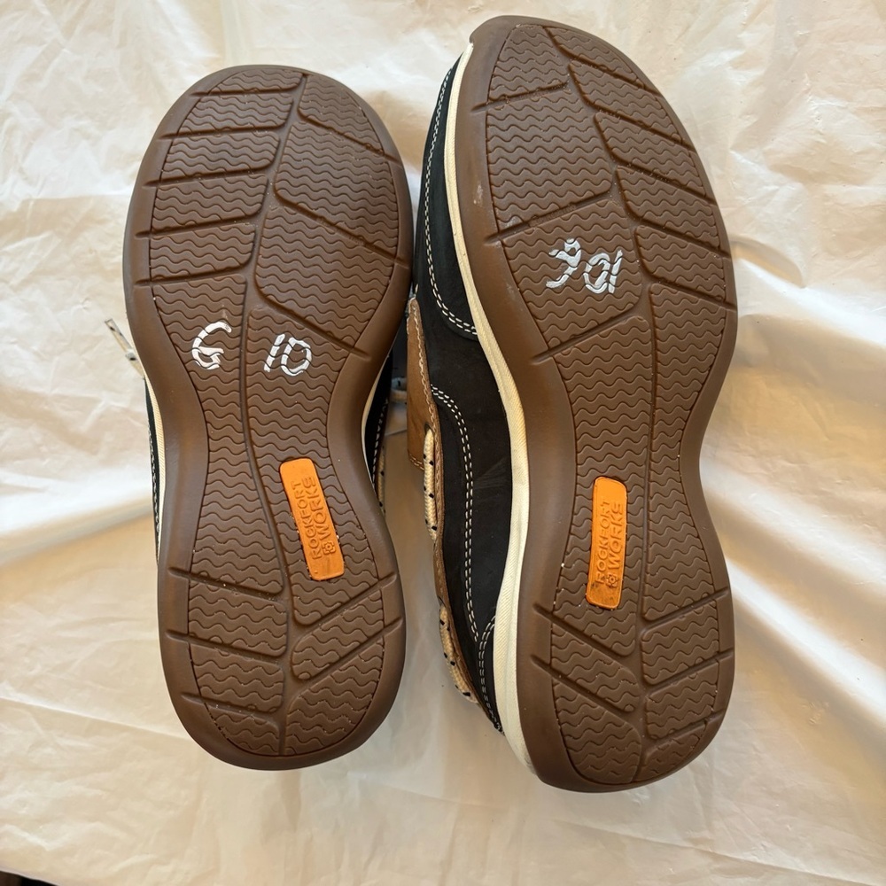 NWOT Rockport Works sailing club navy tan slip resistant SZ 7.5 Safety shoes - Picture 6 of 13